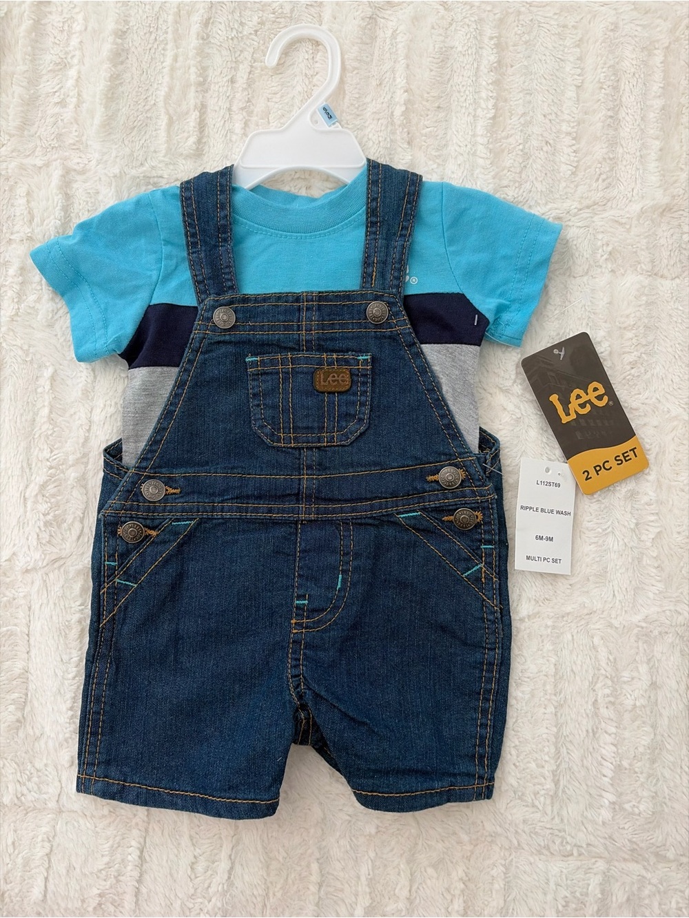 Lee Toddler Denim Short Overalls with Blue Tee - 2PC Set